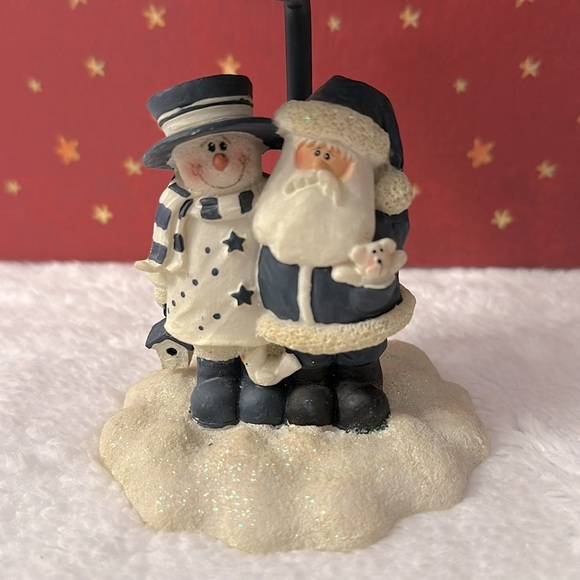 VTG☃️Santa & Snowman tea light w/Snow Flakes lamp shade - Picture 9 of 9